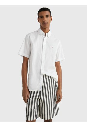 Camisa De Manga Corta Th Flex Hombre Blanco Tommy Hilfiger