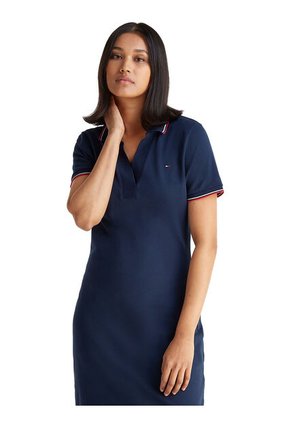 Vestido Multicolor Tipo Polo Manga Corta Con Logo Tommy Hilfiger