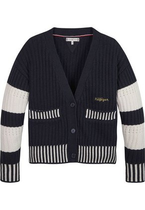 Saco Azul De Rayas Con Logo Para Niña Tommy Hilfiger