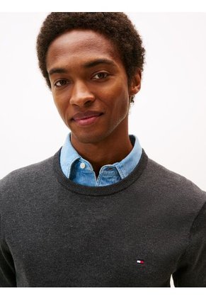 Saco Gris De Cuello Redondo Con Logo Bordado Tommy Hilfiger