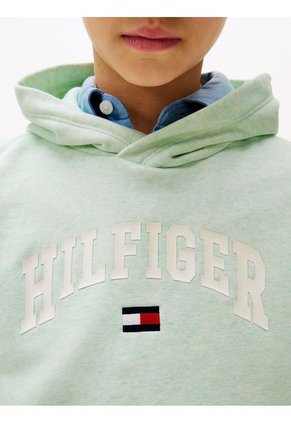 Buzo Verde Con Capota Y Logo De Estilo Universitario Tommy Hilfiger