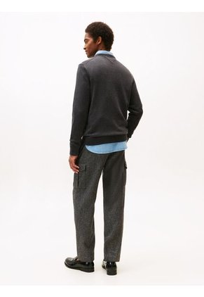 Saco Gris De Cuello Redondo Con Logo Bordado Tommy Hilfiger