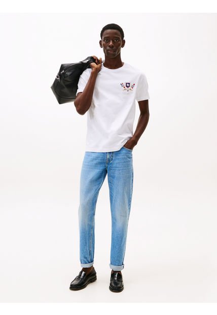 Camiseta Blanca De Algodón Con Escudo TH Tommy Hilfiger