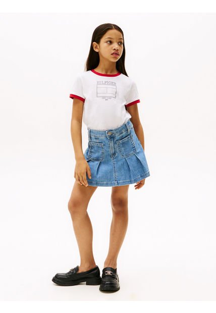 Camiseta Blanca Slim Con Logo De Hilfiger Tommy Hilfiger