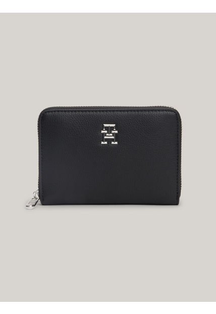 Billetera Negra Essential Mediana Con Cremallera Tommy Hilfiger