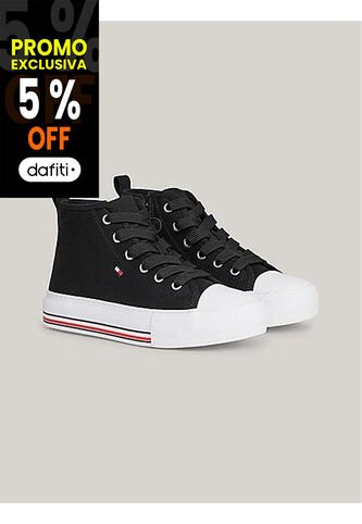 Tenis Altas Con Cordones Niña Negro Tommy Hilfiger Tommy Hilfiger