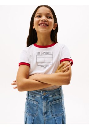 Camiseta Blanca Slim Con Logo De Hilfiger Tommy Hilfiger