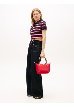 Bolso Rojo Tote Con Correa Tejida Tommy Hilfiger