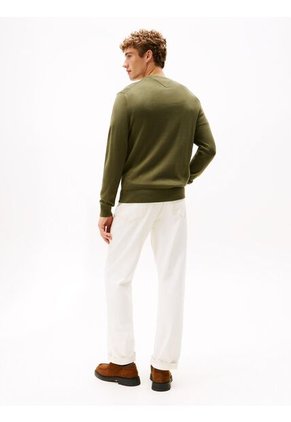 Saco Verde De Cuello Redondo Con Logo Bordado Tommy Hilfiger