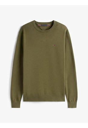 Saco Verde De Cuello Redondo Con Logo Bordado Tommy Hilfiger