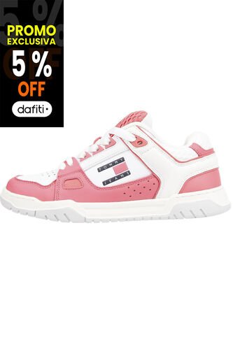 Tenis Estilo Skater Con Texturas Mixtas Mujer Rosa Tommy Hilfiger Tommy Hilfiger