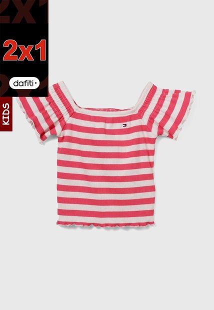 Camiseta Marfil-Coral Tommy Hilfiger
