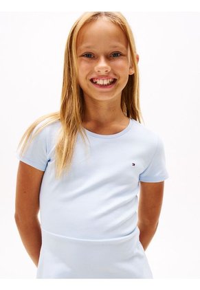 Vestido Celeste De Patinadora Con Cuello Redondo Tommy Hilfiger