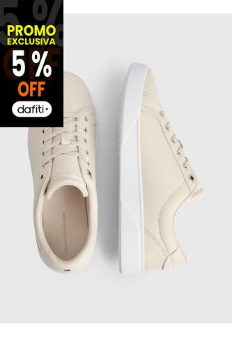 Tenis Cuero Con Suela Cupsole Mujer Beige Tommy Hilfiger Tommy Hilfiger