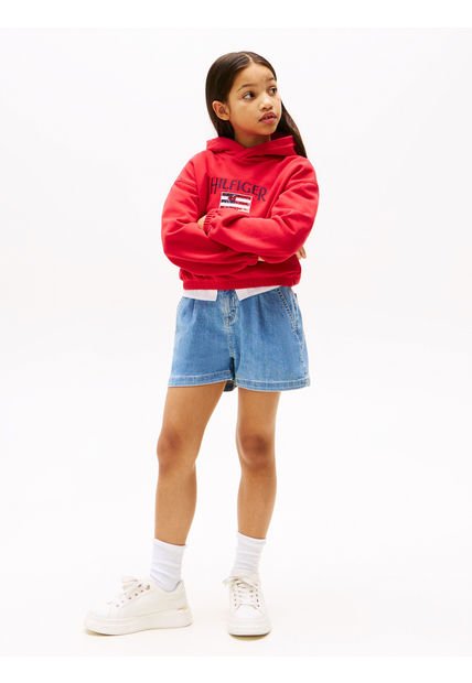 Saco Rojo Con Capota Y Logo De Lentejuelas Tommy Hilfiger