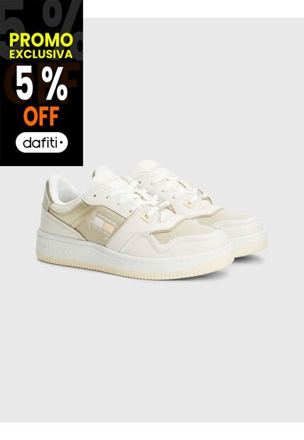 Tenis De Baloncesto Retro Cuero Mujer Blanco Tommy Hilfiger