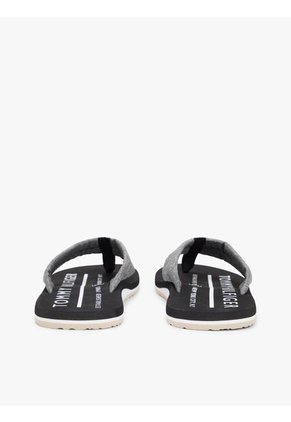 Sandalias Negro De Jacquard En Chambray De Puro Lino Tommy Hilfiger