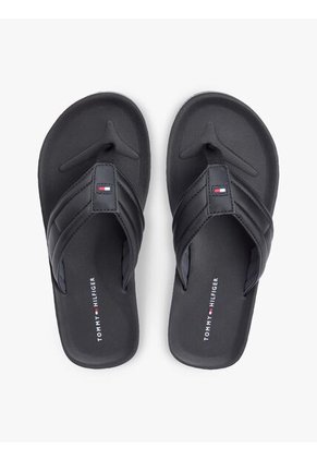 Sandalias Negro Con Tiras Acolchadas Y Logo Tommy Hilfiger
