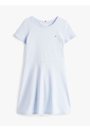 Vestido Celeste De Patinadora Con Cuello Redondo Tommy Hilfiger