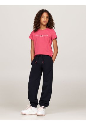 Camiseta Niña Rosa Essential De Corte Slim Con Logo Tommy Hilfiger