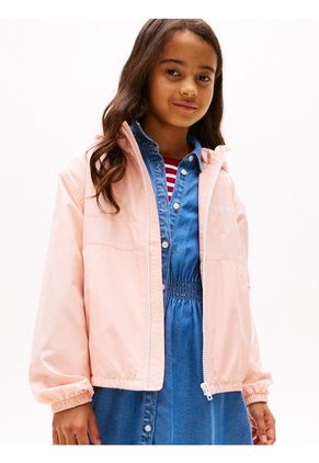 Cortavientos Rosa Con Capota Y Logo Tommy Hilfiger