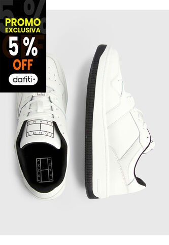 Tenis Retro Cuero Con Logo Mujer Blanco Tommy Hilfiger Tommy Hilfiger