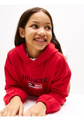 Saco Rojo Con Capota Y Logo De Lentejuelas Tommy Hilfiger