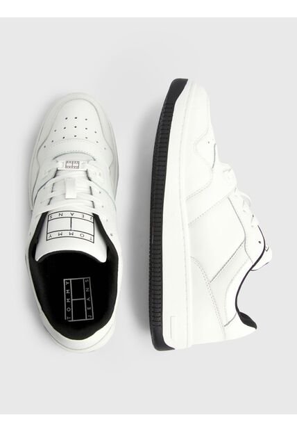 Tenis Retro Cuero Con Logo Mujer Blanco Tommy Hilfiger