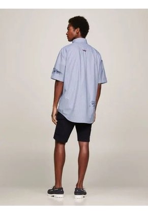 Camisa Oversize De Manga Corta Con Logos Hombre Azul Tommy Hilfiger