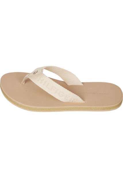 Sandalias Blanco Con Tiras Brillantes Y Logo Tommy Hilfiger