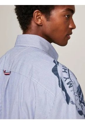 Camisa Oversize De Manga Corta Con Logos Hombre Azul Tommy Hilfiger