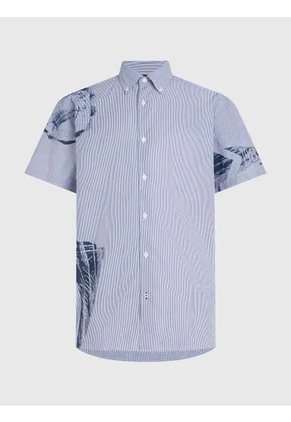 Camisa Oversize De Manga Corta Con Logos Hombre Azul Tommy Hilfiger