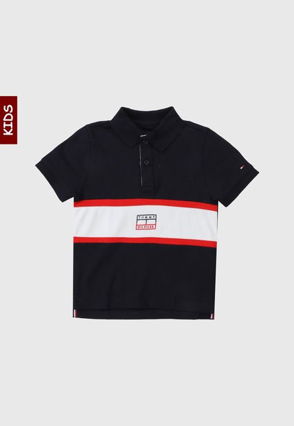 Camiseta Polo Azul Navy-Rojo-Blanco Tommy Hilfiger Kids