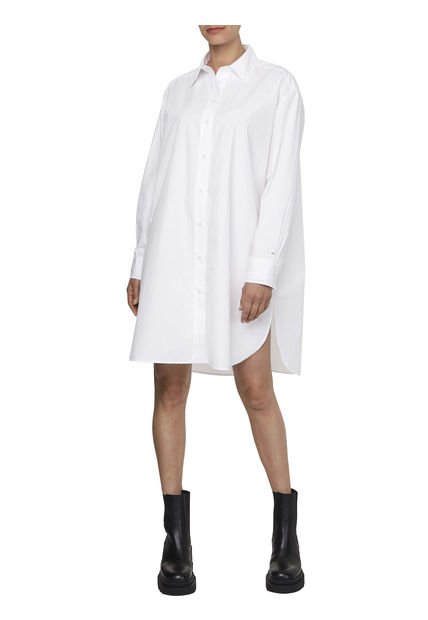 Vestido Blanco Camisero De Algodón Para Mujer Tommy Hilfiger