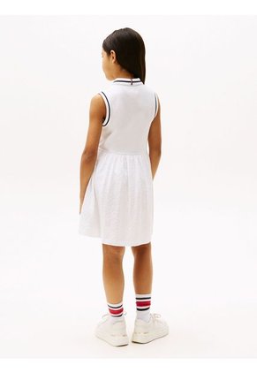 Vestido Blanco Tipo Polo Con Diseño Calado Tommy Hilfiger