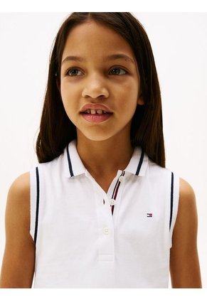 Vestido Blanco Tipo Polo Con Diseño Calado Tommy Hilfiger