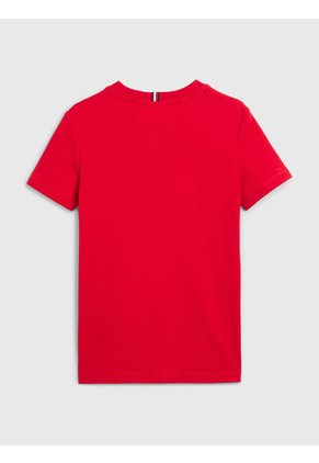 Camiseta De Cuello Redondo Con Monograma Niño Rojo Tommy Hilfiger