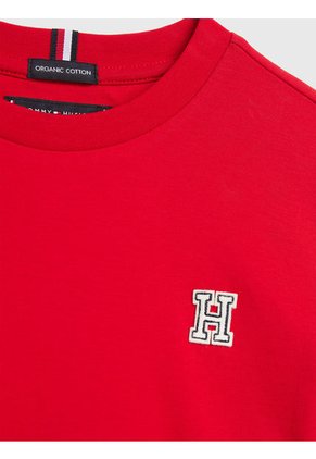 Camiseta De Cuello Redondo Con Monograma Niño Rojo Tommy Hilfiger