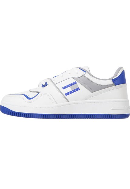 Tenis Blancos Con Azul De Cuero Con Diseño Tommy Hilfiger