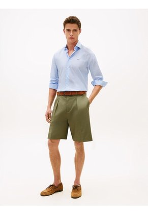 Camisa Celeste De Manga Larga Con Micro Estampado Tommy Hilfiger