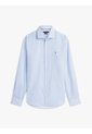 Camisa Celeste De Manga Larga Con Micro Estampado Tommy Hilfiger de Tommy Hilfiger