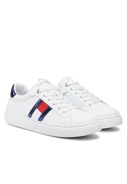 Tenis Blanco De Corte Bajo Con Cordones Tommy Hilfiger