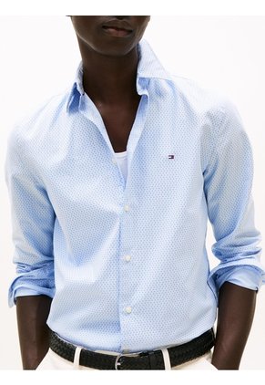 Camisa Celeste Poplin Mini De Manga Larga Tommy Hilfiger