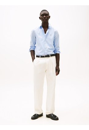 Camisa Celeste Poplin Mini De Manga Larga Tommy Hilfiger