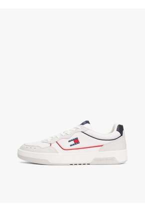 Tenis Negro De Cuero Con Suela Cupsole Tommy Hilfiger