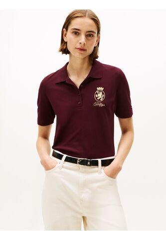 Polo Rojo De Corte Regular Con Escudo Bordado Tommy Hilfiger Tommy Hilfiger