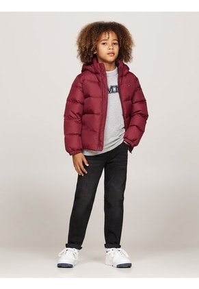 Chaqueta Niño Roja Essential Acolchada Con Gorro Tommy Hilfiger