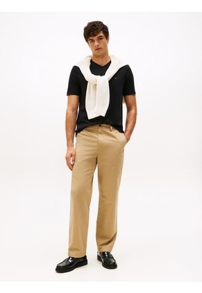 Camiseta Negra De Cuello En V Tommy Hilfiger