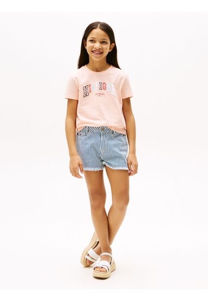 Camiseta Rosa Tipo Universitaria De Cuello Redondo Tommy Hilfiger