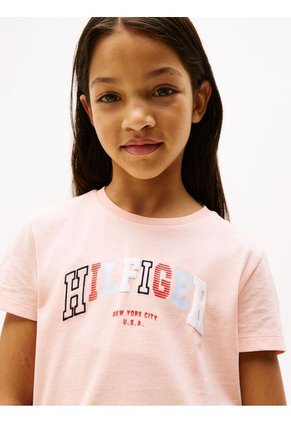 Camiseta Rosa Tipo Universitaria De Cuello Redondo Tommy Hilfiger